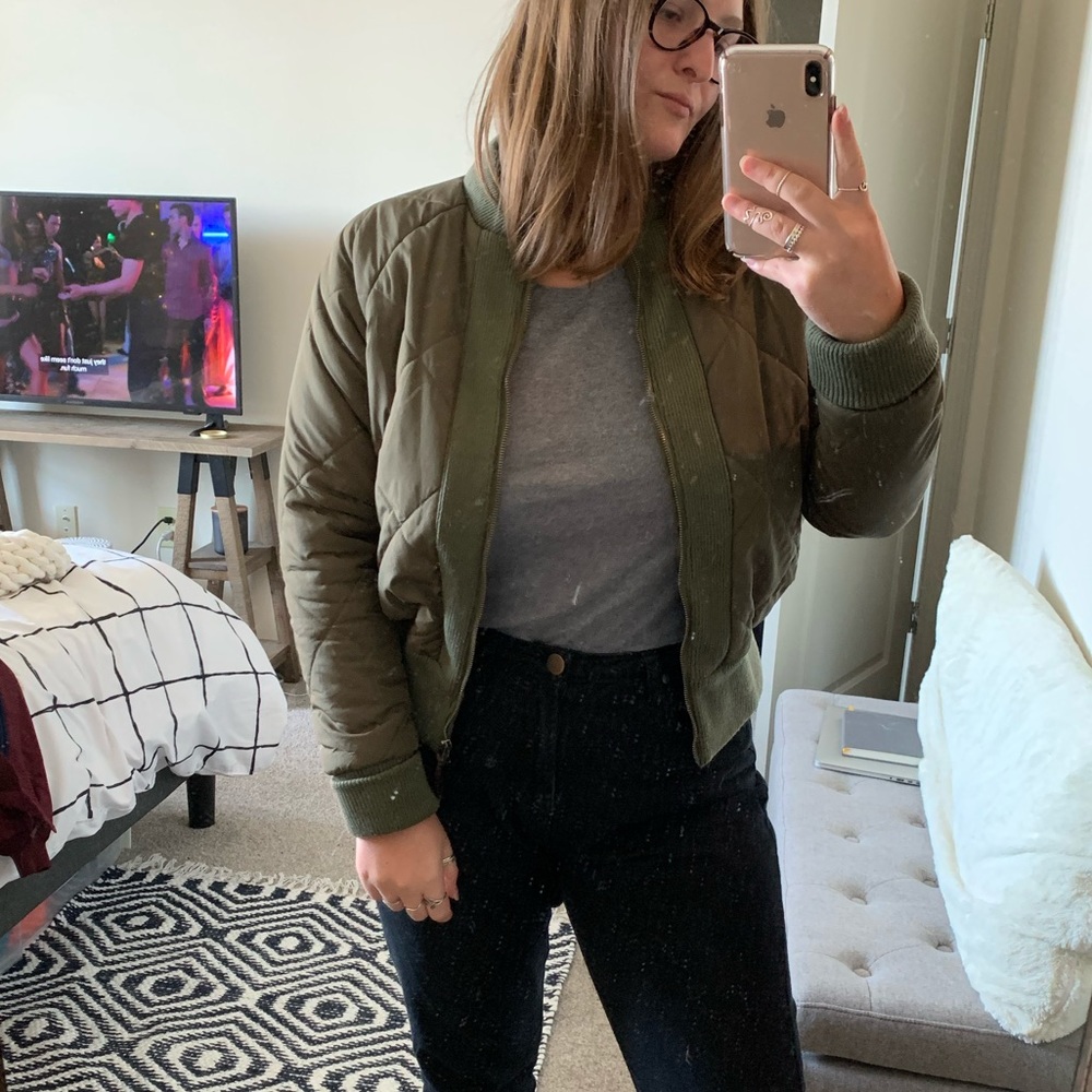 Urban Outfitters Olive Green Bomber Jacket
